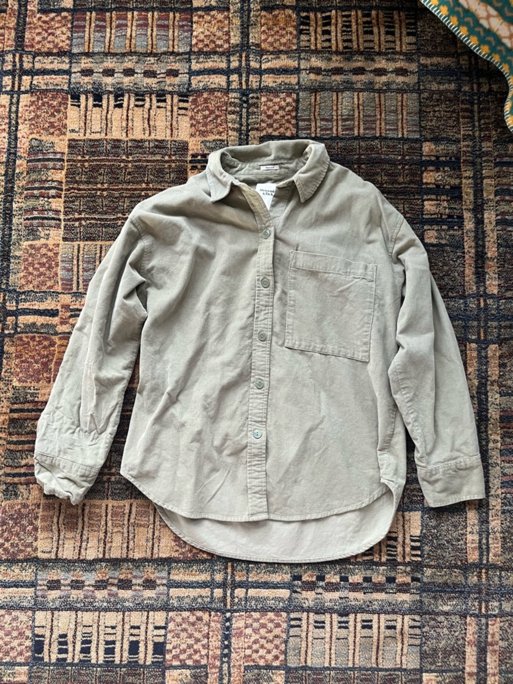Abercrombie & Fitch Women’s Sage Green Corduroy Button Down Shirt Size M